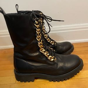 H&M x Moschino - Leather boots with chain details